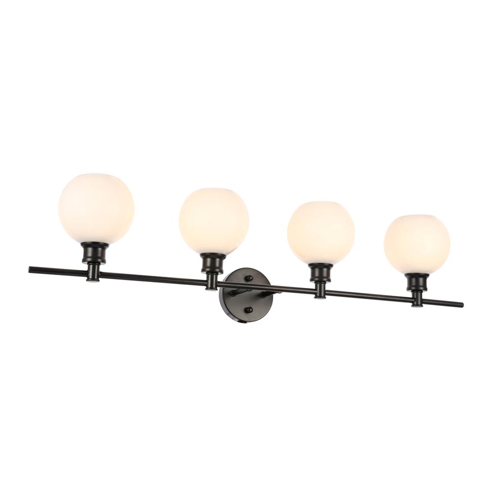 Collier 4 Light Black And Frosted White Glass Wall Sconce. Picture 3