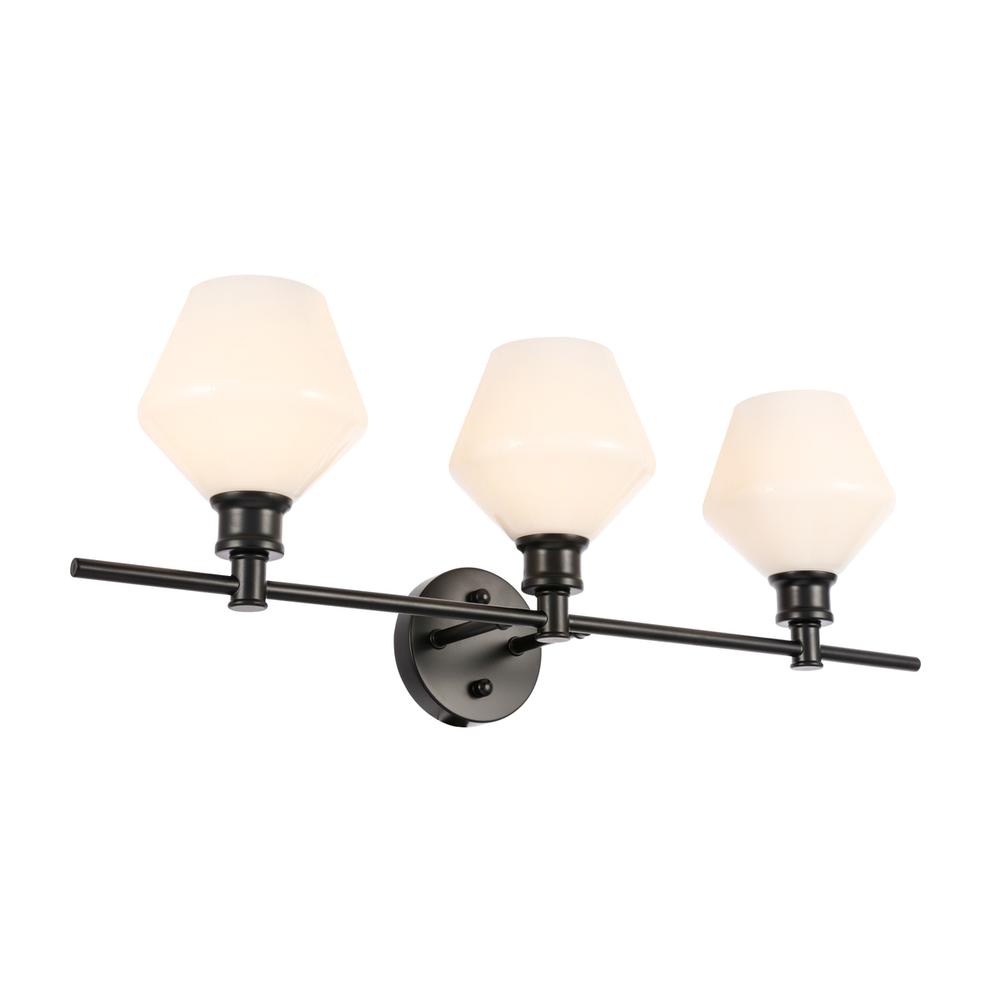 Gene 3 Light Black And Frosted White Glass Wall Sconce. Picture 5