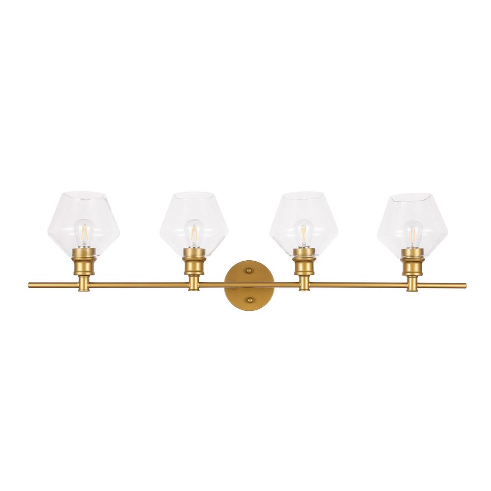 Gene 4 Light Brass And Clear Glass Wall Sconce. Picture 2
