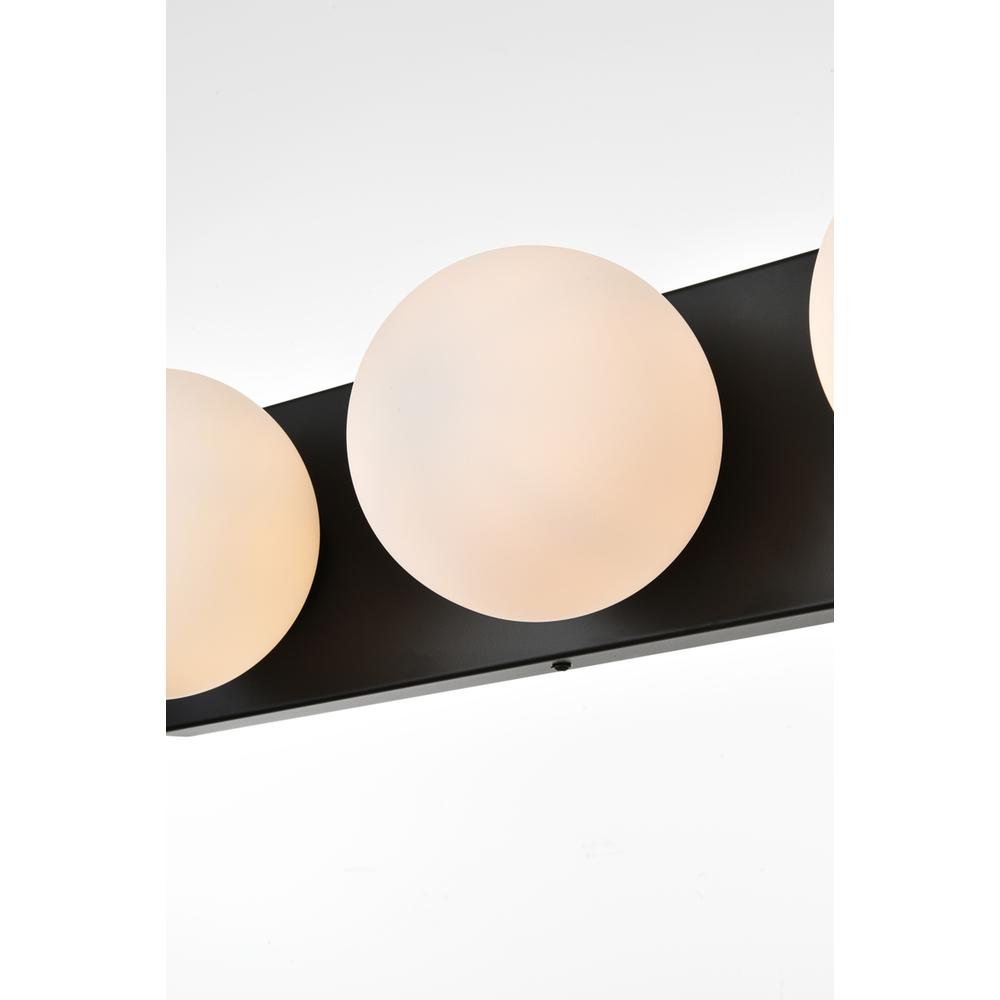 Jaylin 4 Light Black And Frosted White Bath Sconce. Picture 3
