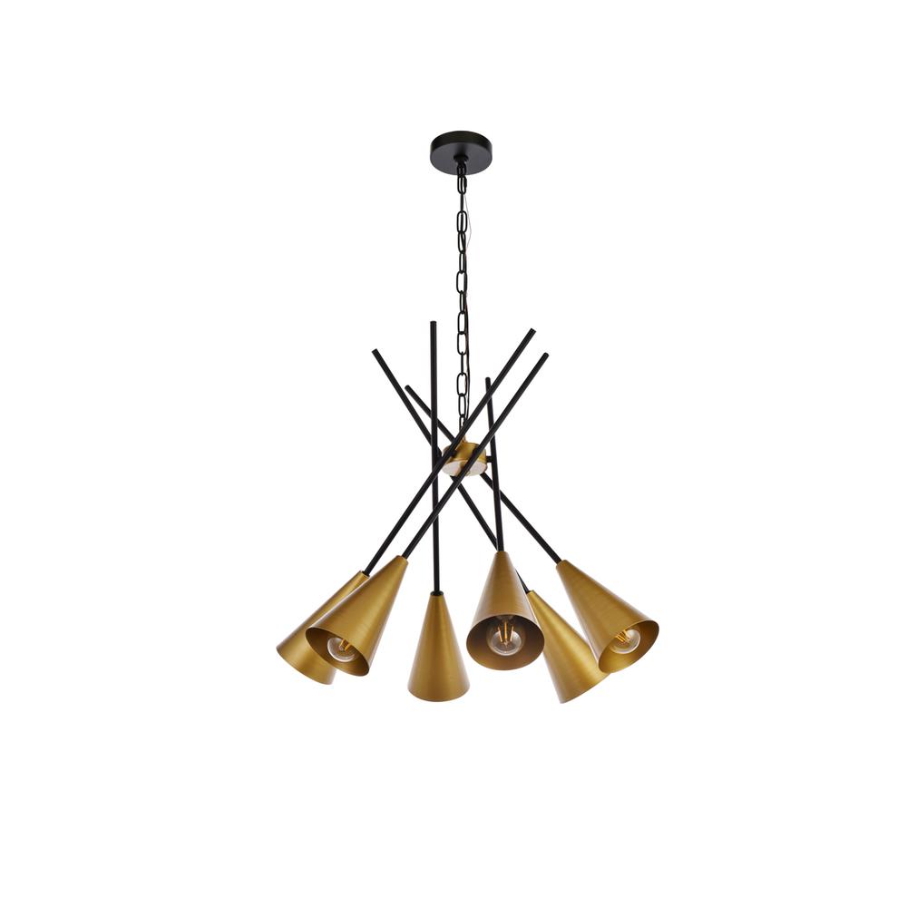 Casen 32 Inch Pendant In Black And Brass. Picture 6