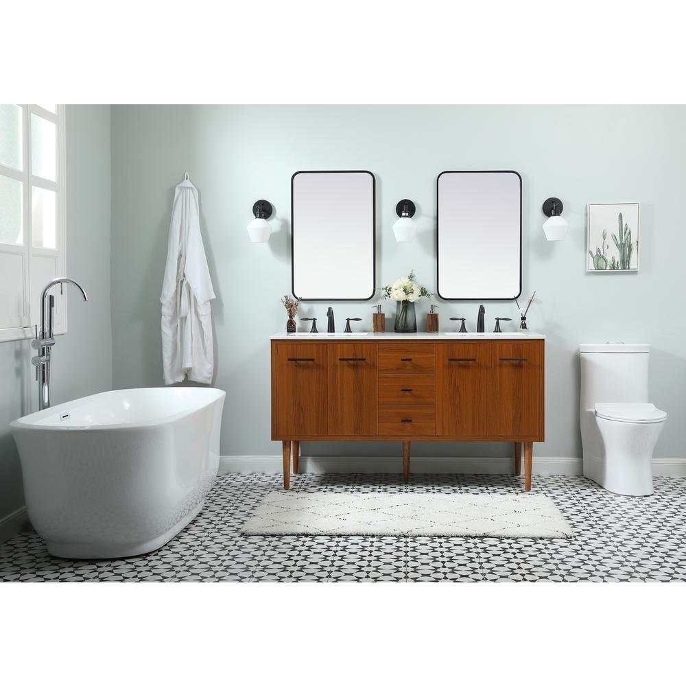 60 Inch Single Bathroom Vanity In Teak. Picture 4