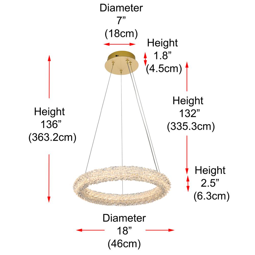 Bowen 18 Inch Adjustable Led Chandelier In Satin Gold. Picture 10