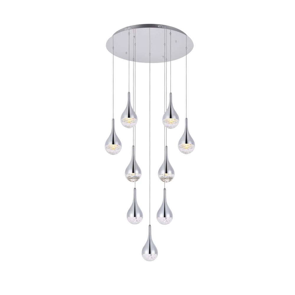 Amherst Collection Led 9-Light Chandelier 24In X 9In Chrome Finish. Picture 2