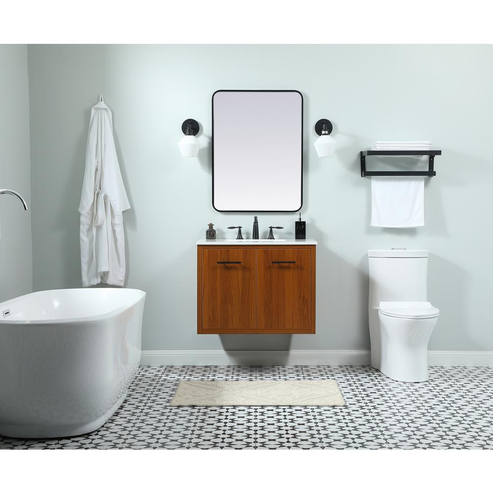 30 Inch Single Bathroom Vanity In Teak. Picture 7