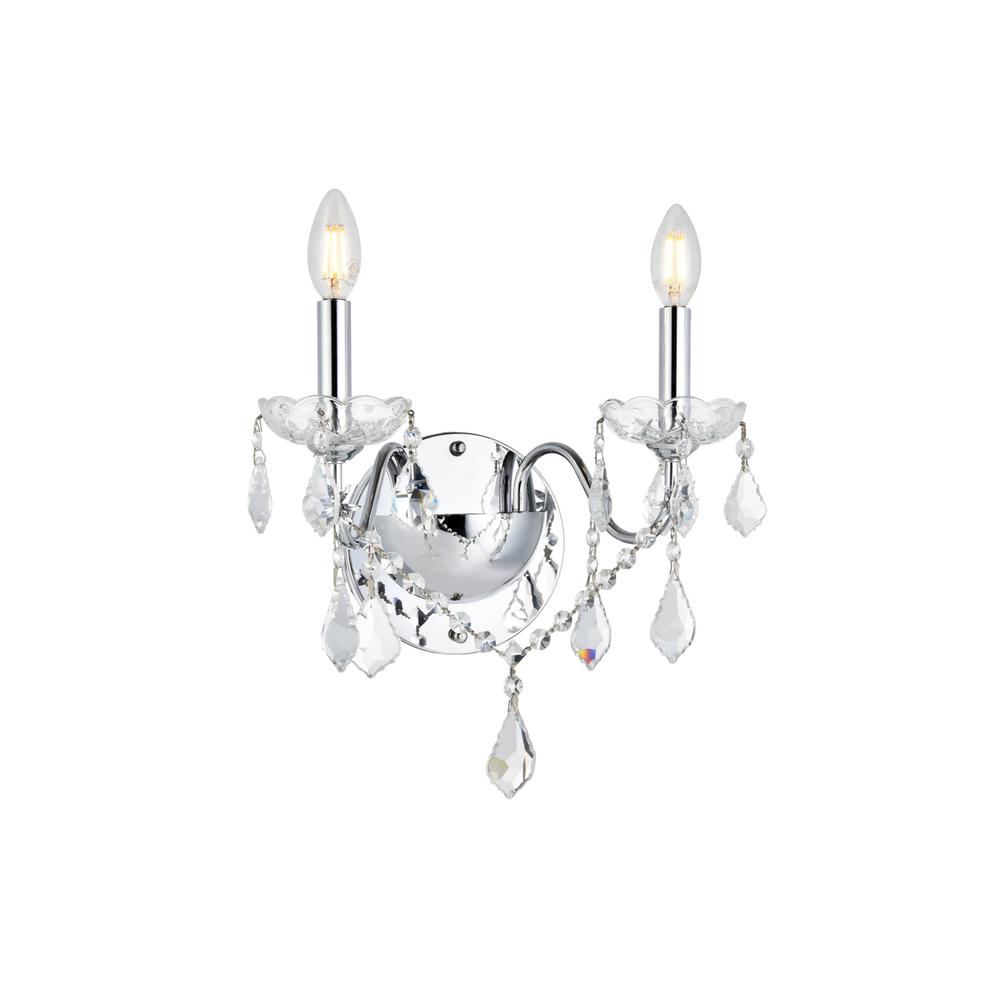 St. Francis 2 Light Chrome Wall Sconce Clear Royal Cut Crystal. Picture 5