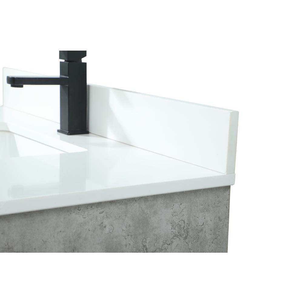 36 Inch Single Bathroom Vanity In Concrete Grey With Backsplash. Picture 11