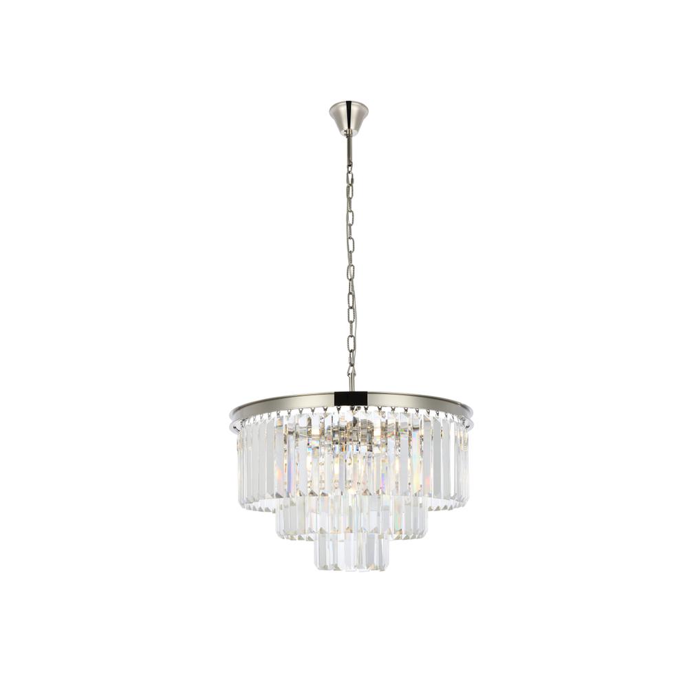 Sydney 9 Light Polished Nickel Chandelier Clear Royal Cut Crystal. Picture 1