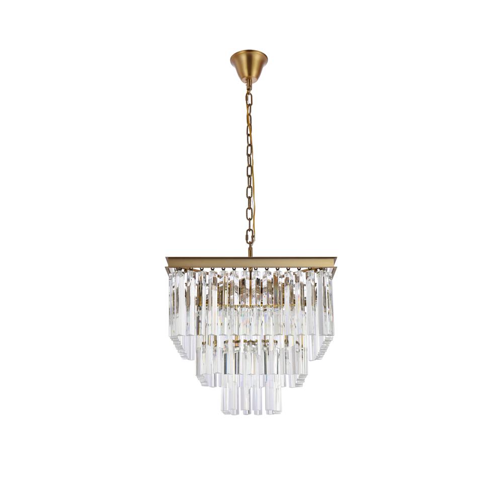Sydney 21.5 Inch Square Crystal Chandelier In Satin Gold. Picture 6