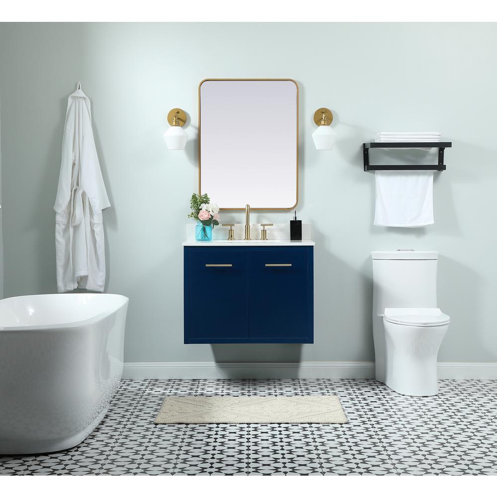 30 Inch Single Bathroom Vanity In Blue With Backsplash. Picture 7