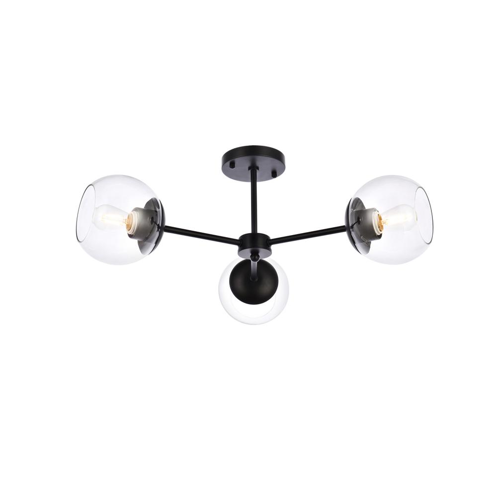 Briggs 26 Inch Flush Mount In Black With Clear Shade. Picture 2