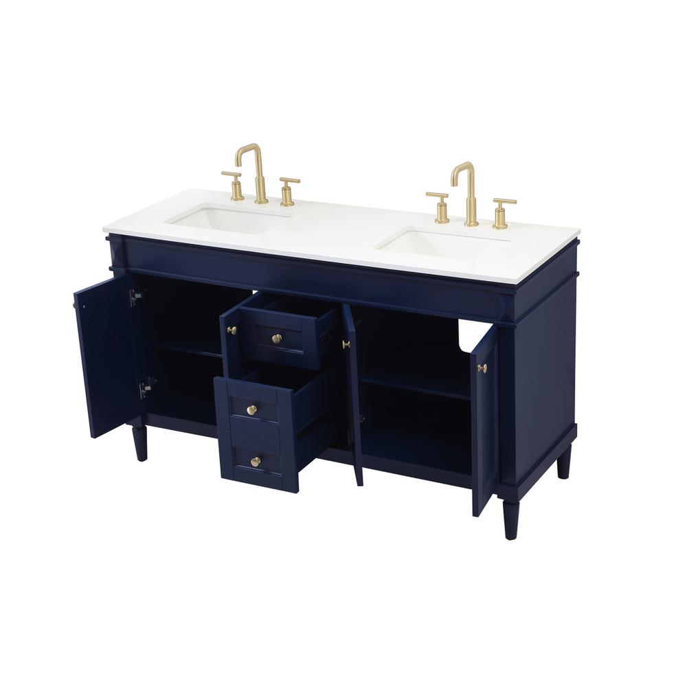 60 Inch Double Bathroom Vanity In Blue. Picture 9