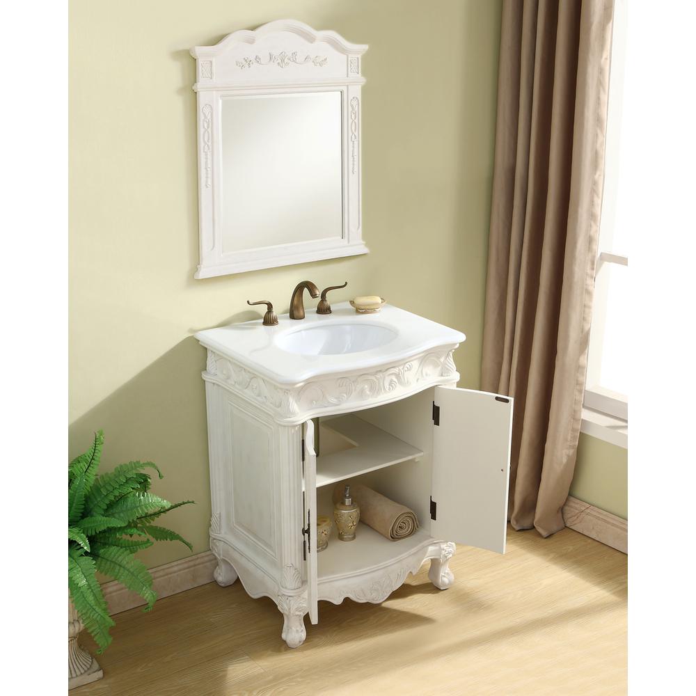 27 Inch Single Bathroom Vanity In Antique White. Picture 11
