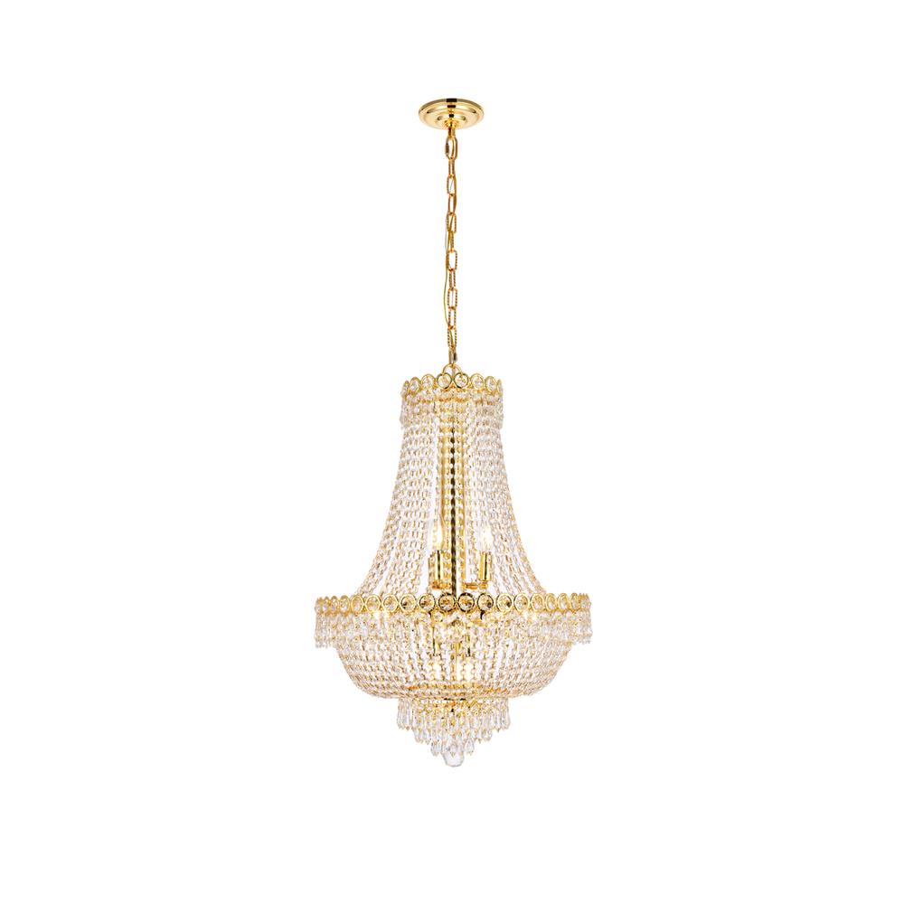 Century 12 Light Gold Chandelier Clear Royal Cut Crystal. Picture 1