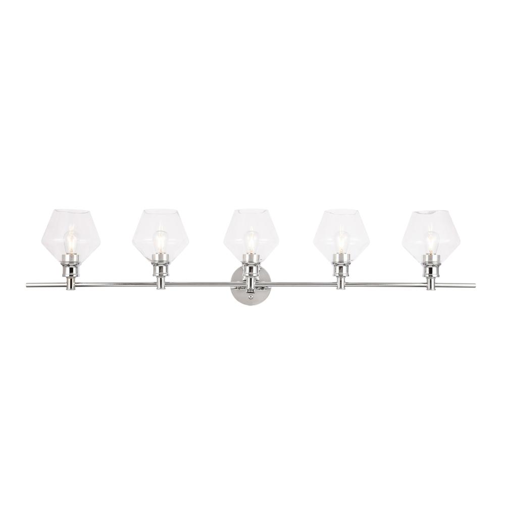 Gene 5 Light Chrome And Clear  Glass Wall Sconce. Picture 1