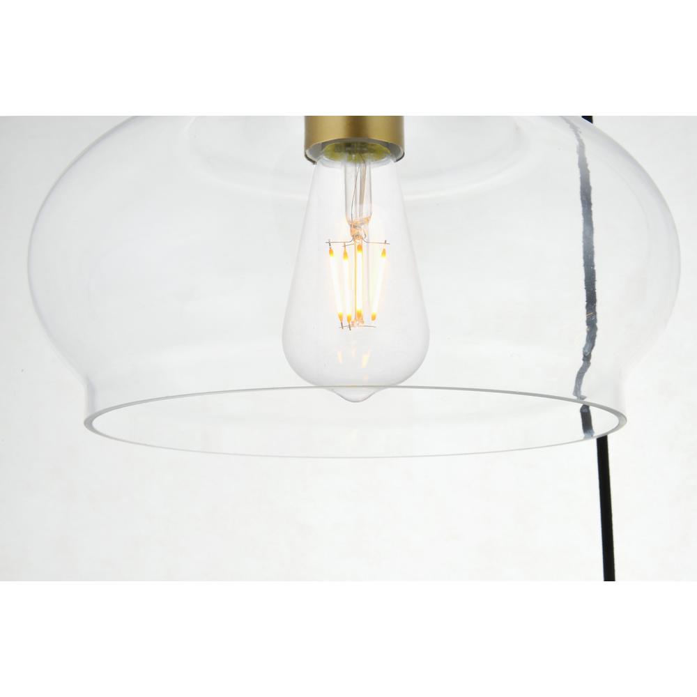 Destry 3 Lights Brass Pendant With Clear Glass. Picture 4