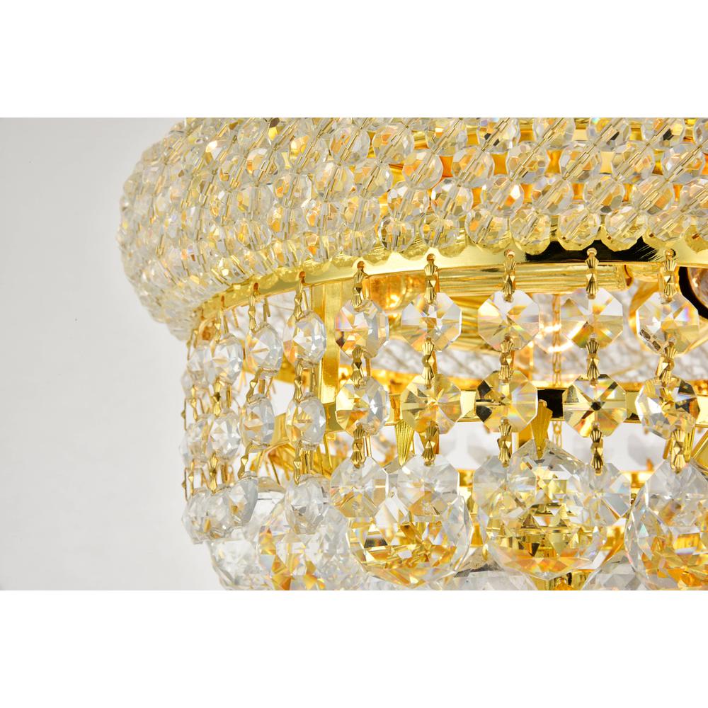 Primo 3 Light Gold Flush Mount Clear Royal Cut Crystal. Picture 4