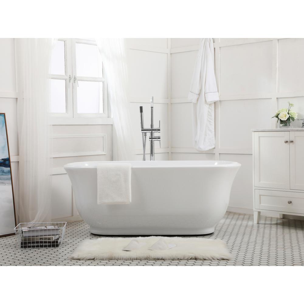 59 Inch Soaking Bathtub In Glossy White. Picture 14