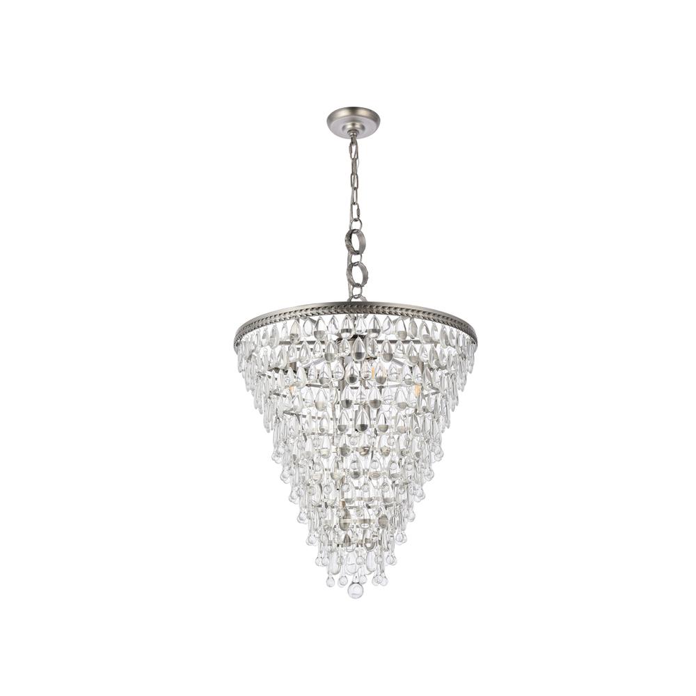Nordic 7 Light Antique Silver Chandelier Clear Royal Cut Crystal. Picture 6