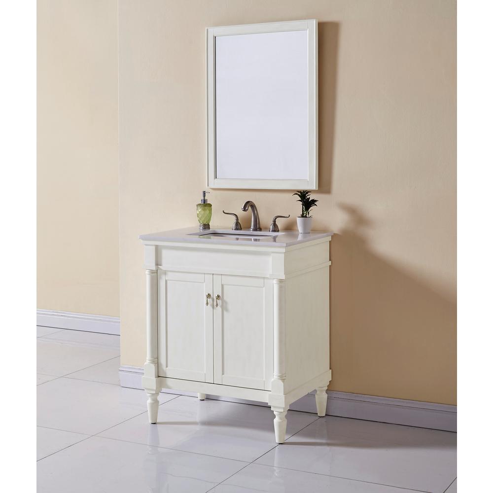 30 In. Single Bathroom Vanity Set In Antique White. Picture 10
