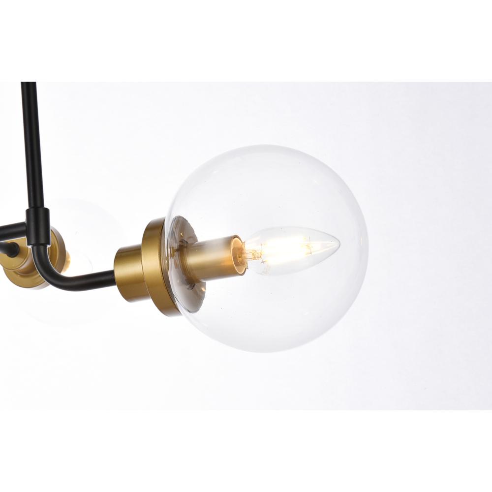 Hanson 8 Lights Pendant In Black With Brass With Clear Shade. Picture 4
