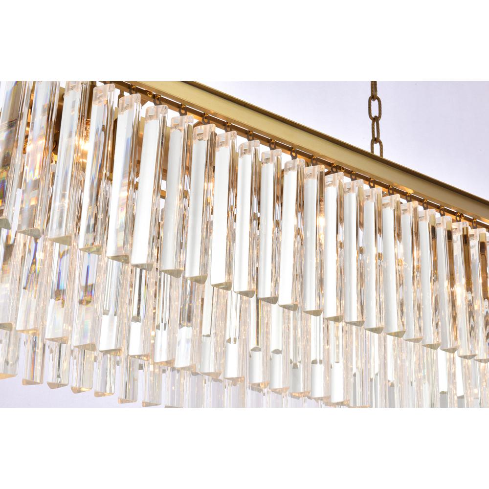 Sydney 40 Inch Rectangle Crystal Chandelier In Satin Gold. Picture 3