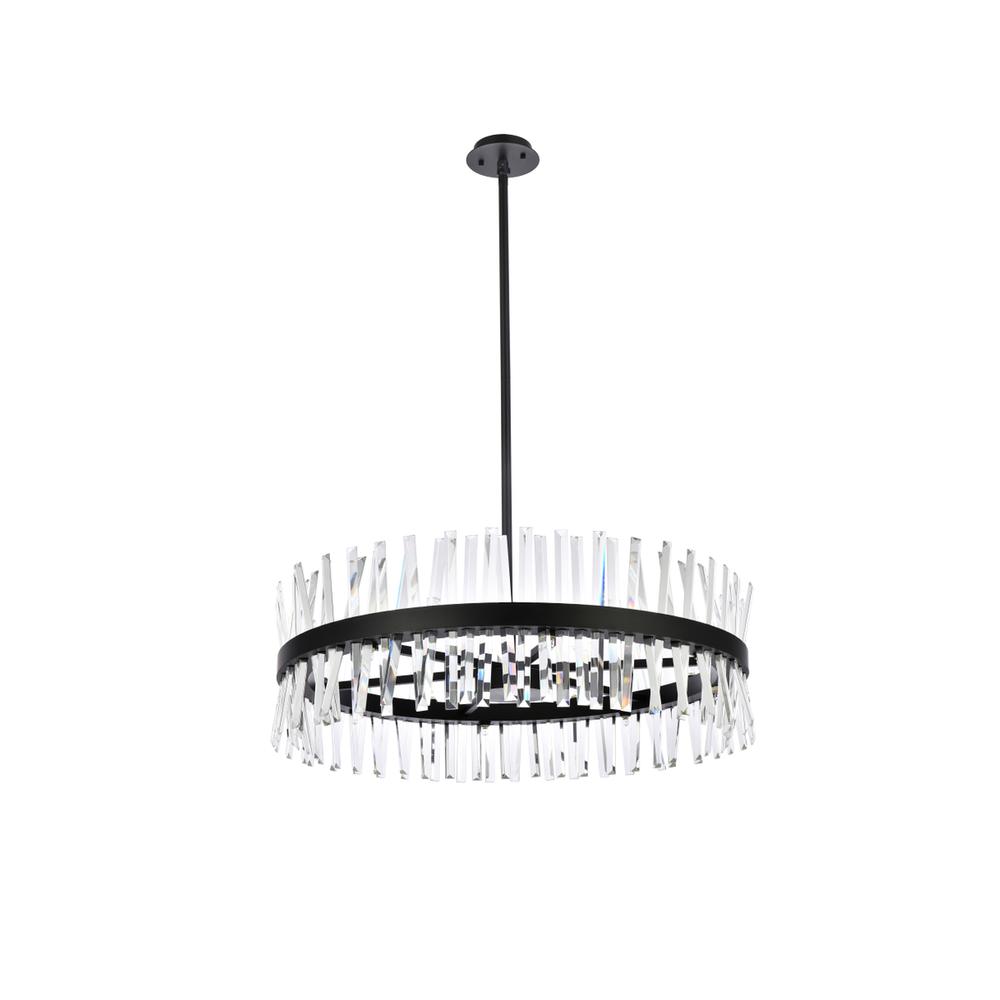 Serephina 36 Inch Crystal Round Chandelier Light In Black. Picture 6