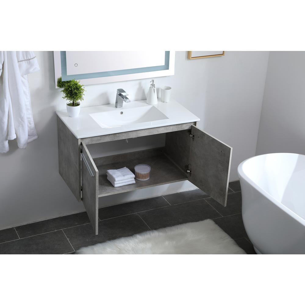 36 Inch  Single Bathroom Floating Vanity In Concrete Grey. Picture 3