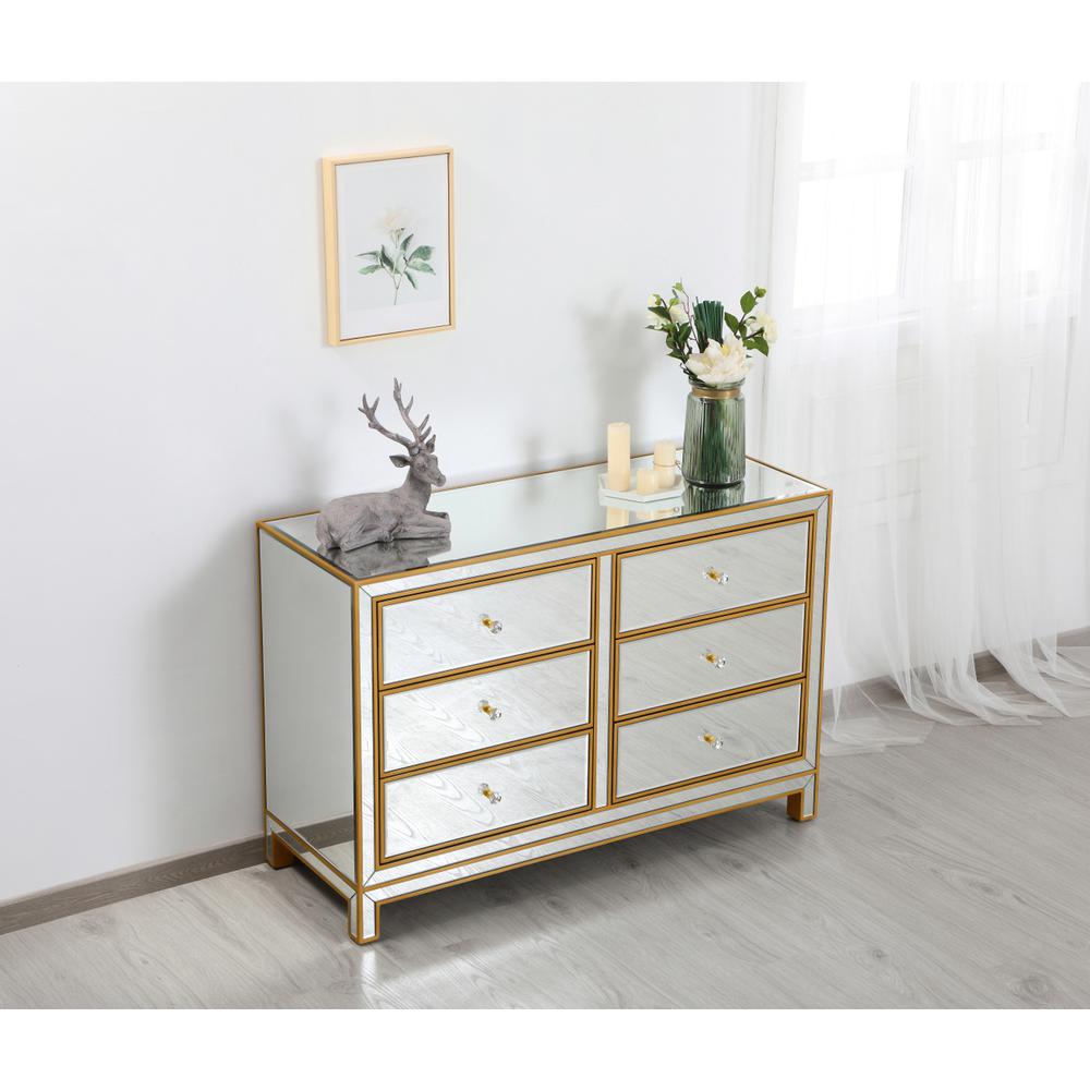 Cabinet 6 Drawers 48In. W X 18In. Din. X 32In. H In Gold. Picture 3