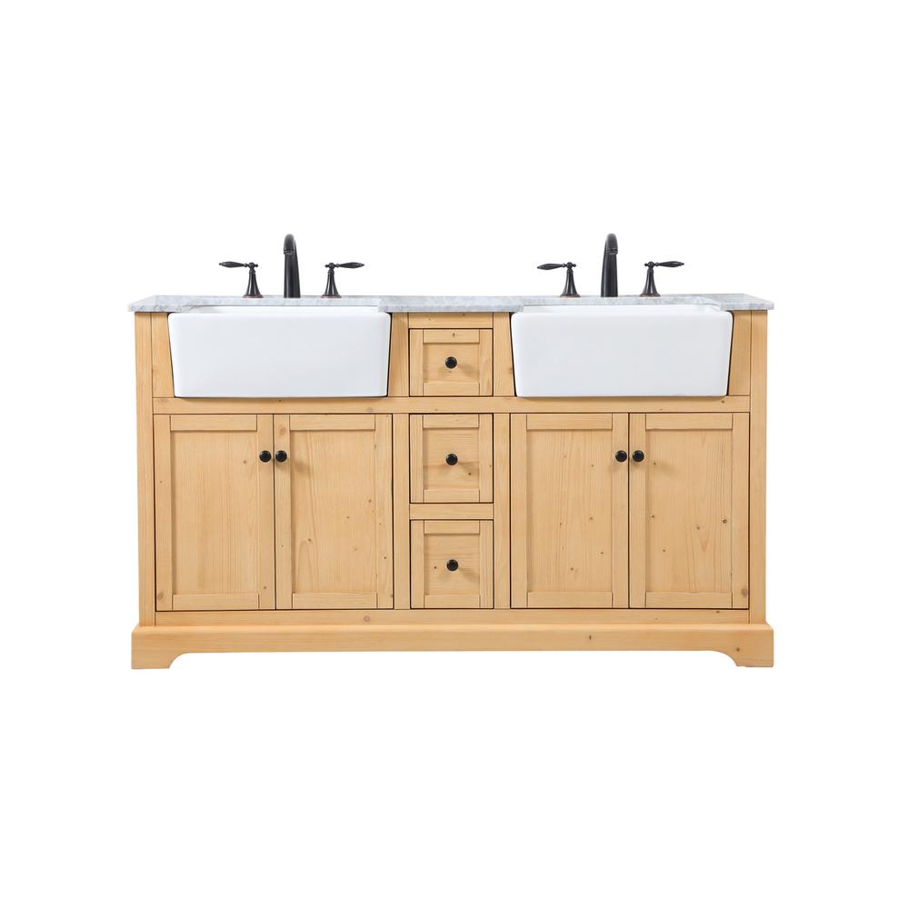 60 Inch Double Bathroom Vanity In Natural Wood. Picture 1
