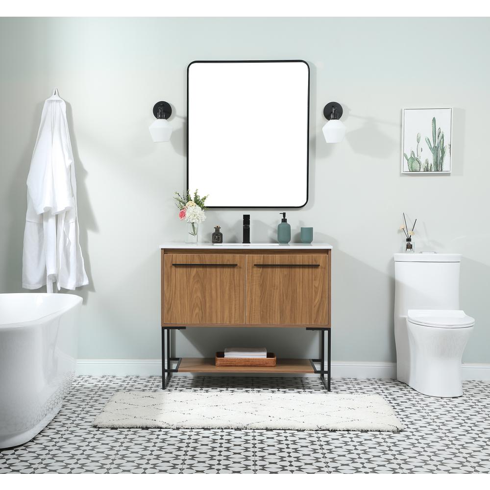 40 Inch Single Bathroom Vanity In Walnut Brown. Picture 4