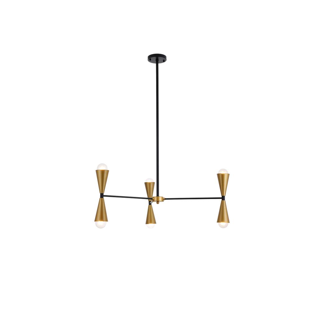 Cade 34 Inch Pendant In Black And Brass. Picture 1