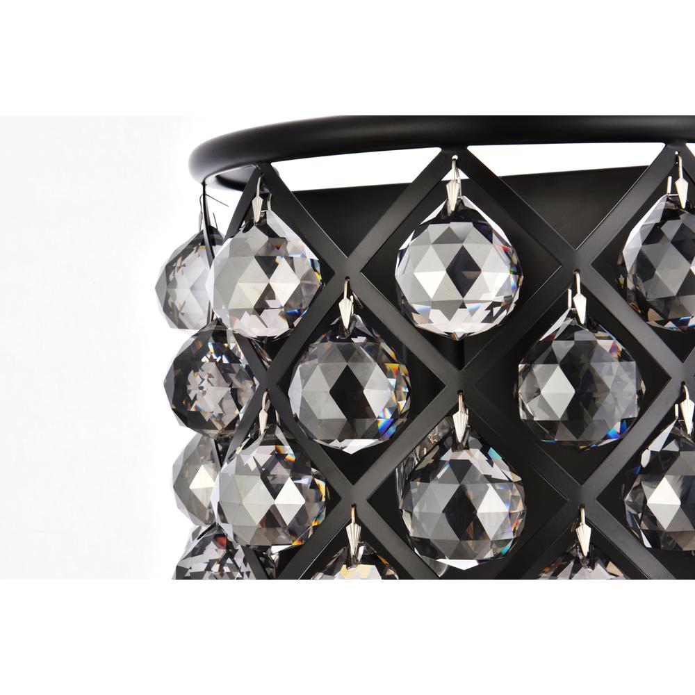 Madison 1 Light Matte Black Wall Sconce Silver Shade (Grey) Royal Cut Crystal. Picture 3