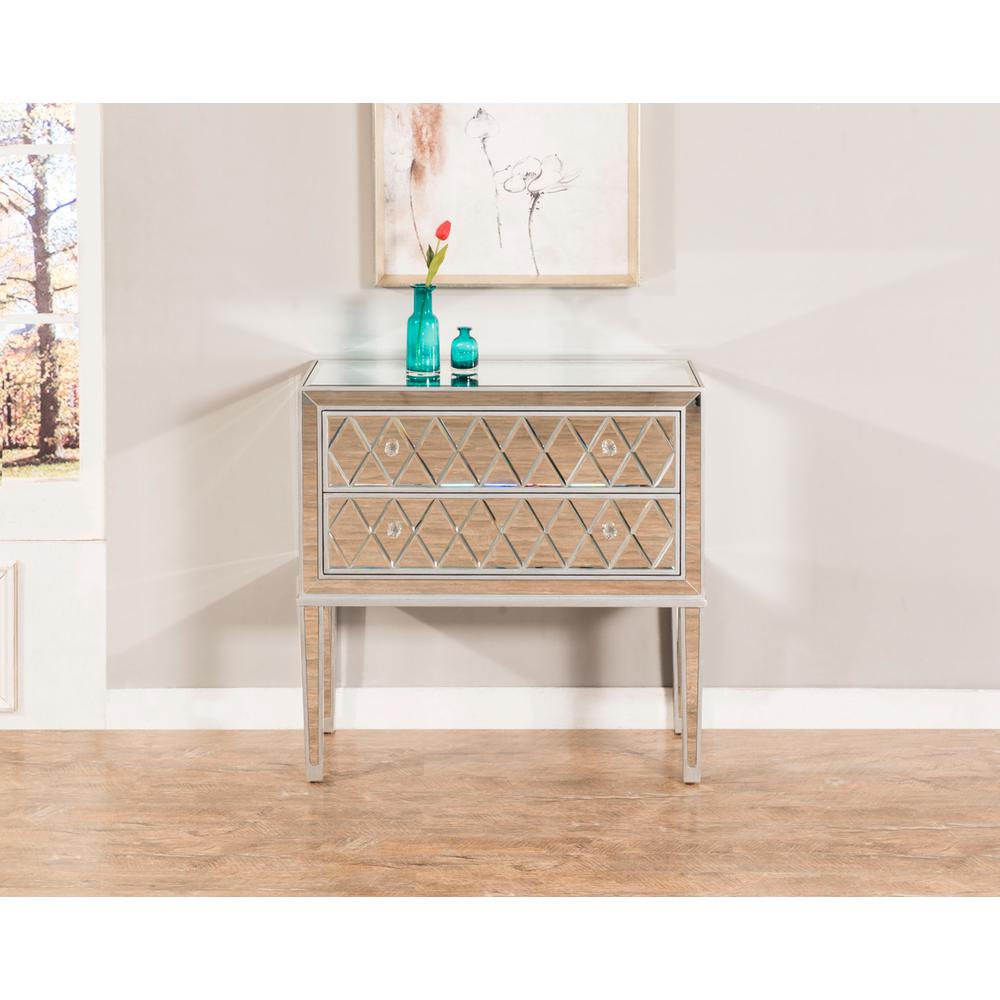 Nightstand 2 Drawers 34In. W X 16In. D X 34In. H In Antique Silver Paint. Picture 11