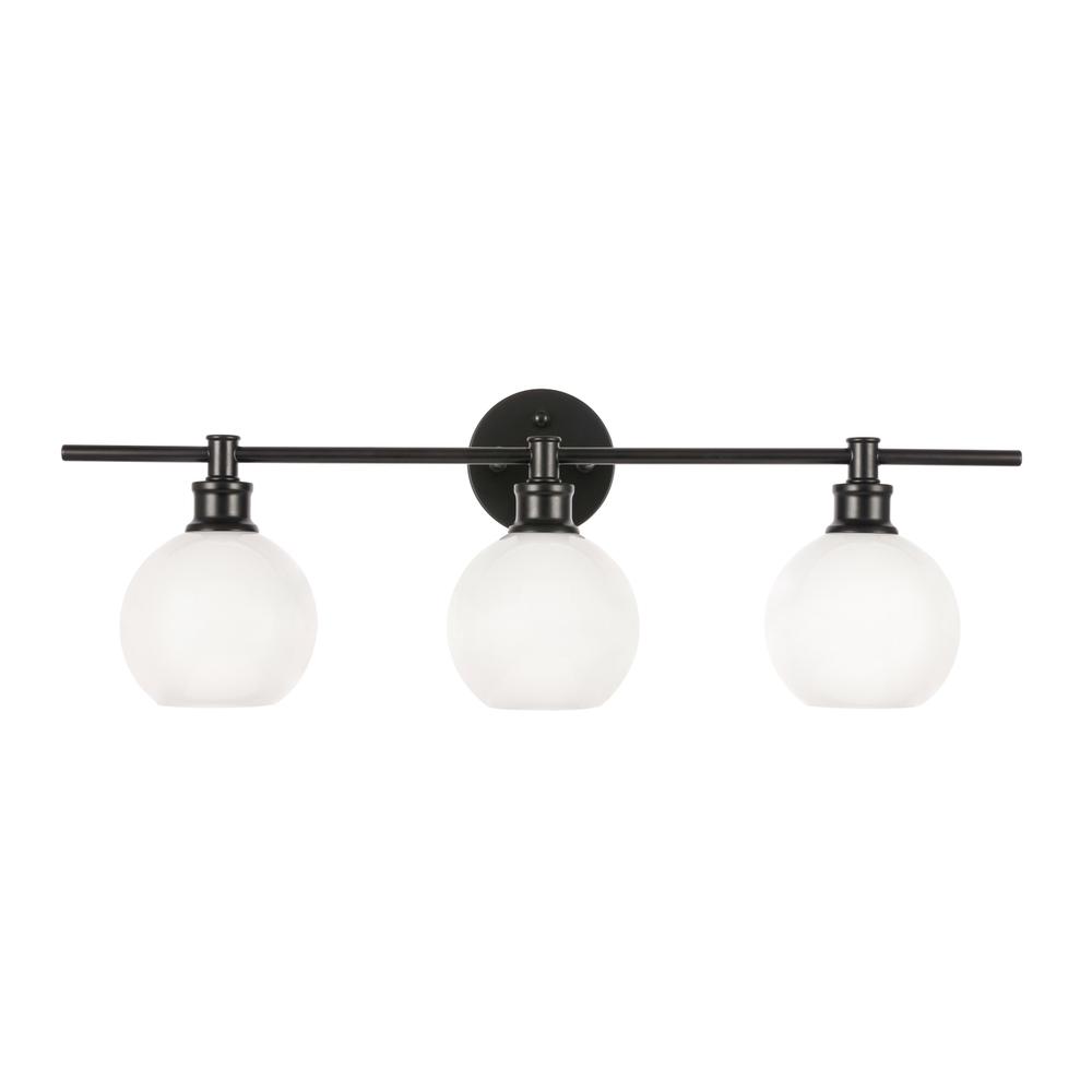 Collier 3 Light Black And Frosted White Glass Wall Sconce. Picture 10