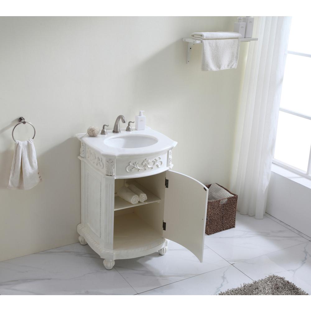 24 Inch Single Bathroom Vanity In Antique White. Picture 11