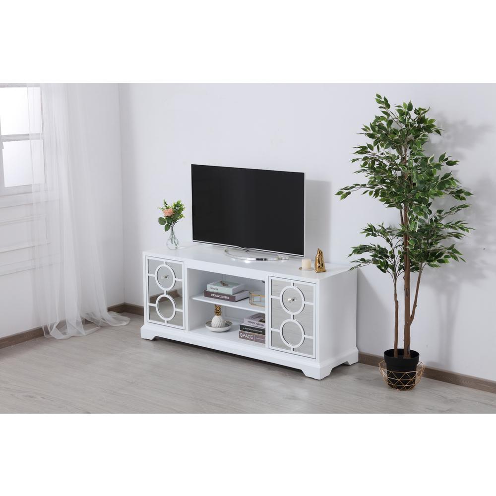 60 In. Mirrored Tv Stand In White. Picture 3