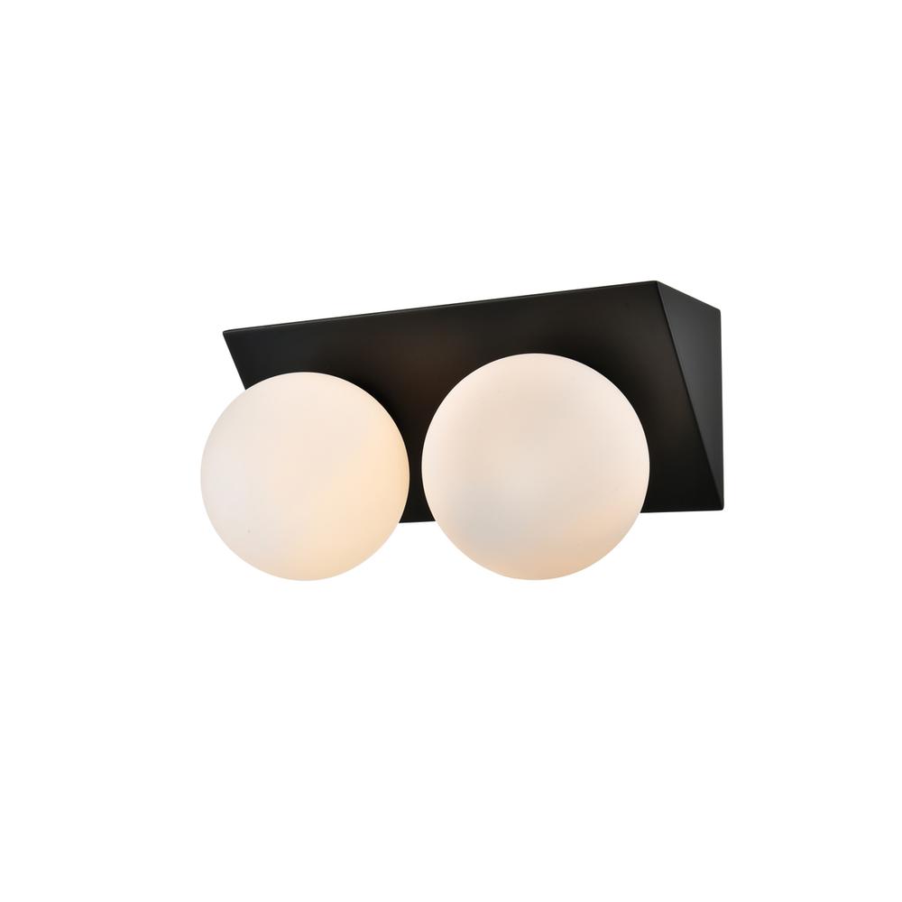 Jillian 2 Light Black And Frosted White Bath Sconce. Picture 2