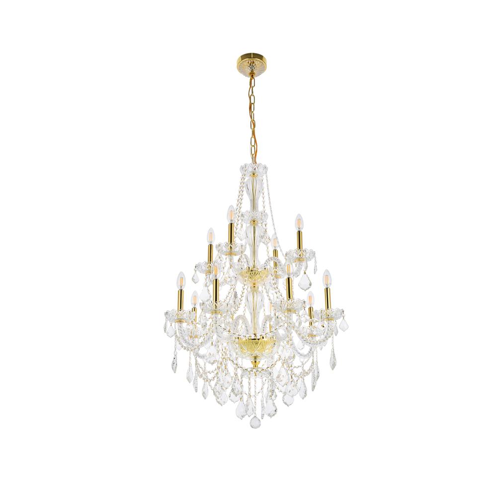 Giselle 12 Light Gold Chandelier Clear Royal Cut Crystal. Picture 6