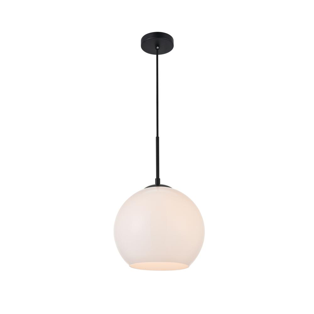 Baxter 1 Light Black Pendant With Frosted White Glass. Picture 2