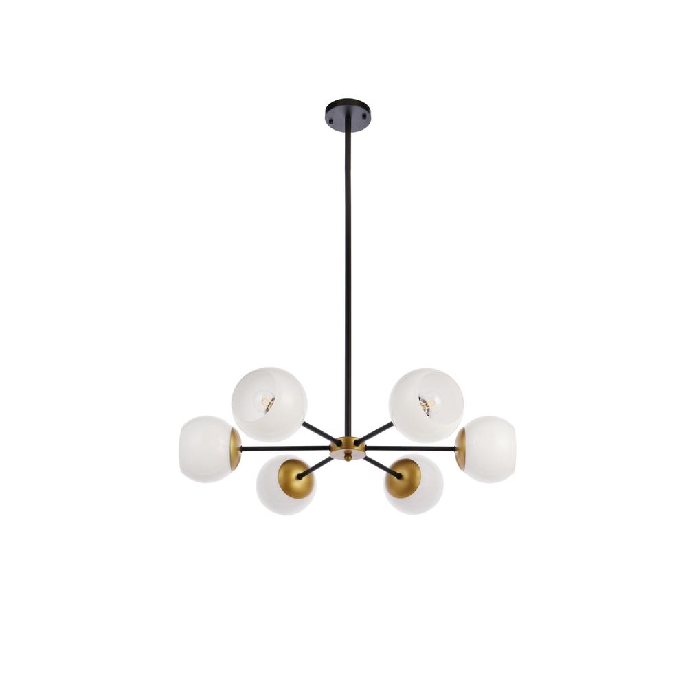 Briggs 30 Inch Pendant In Black And Brass With White Shade. Picture 6