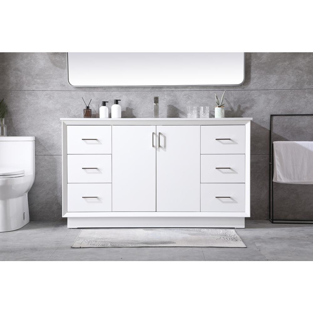 60 Inch Single Bathroom Vanity In White. Picture 14