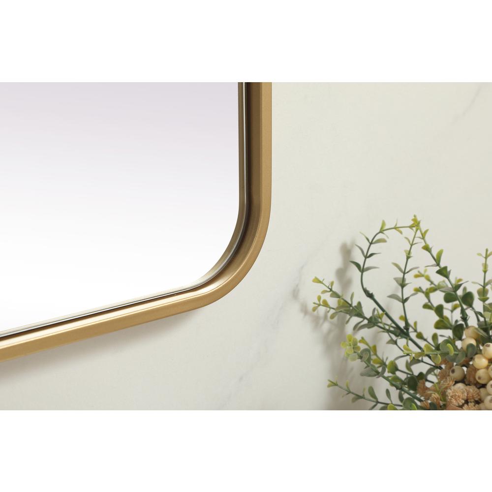 Soft Corner Metal Rectangle Full Length Mirror 32X72 Inch In Brass. Picture 6