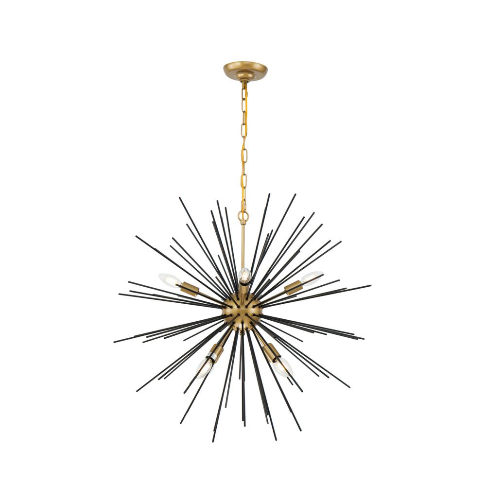 Timber 8 Light Brass And Black Pendant. Picture 3