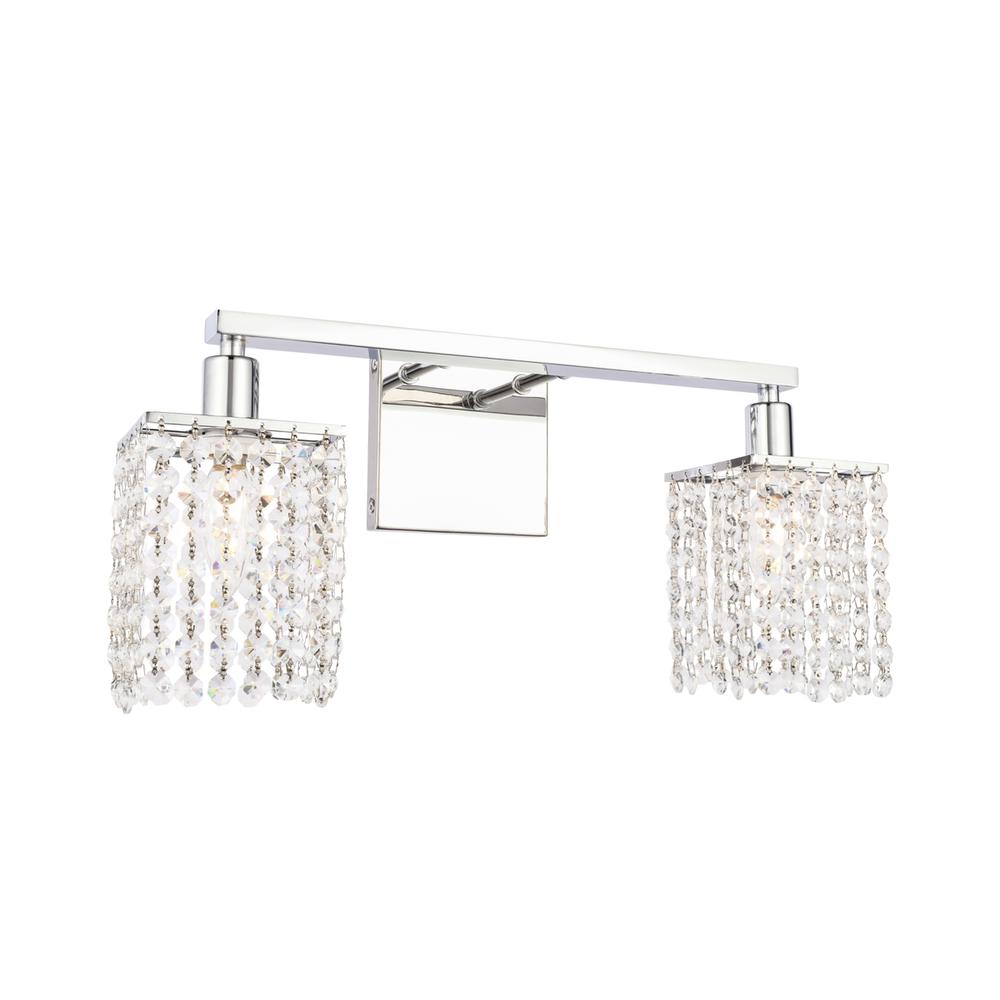 Phineas 2 Light Chrome And Clear Crystals Wall Sconce. Picture 3