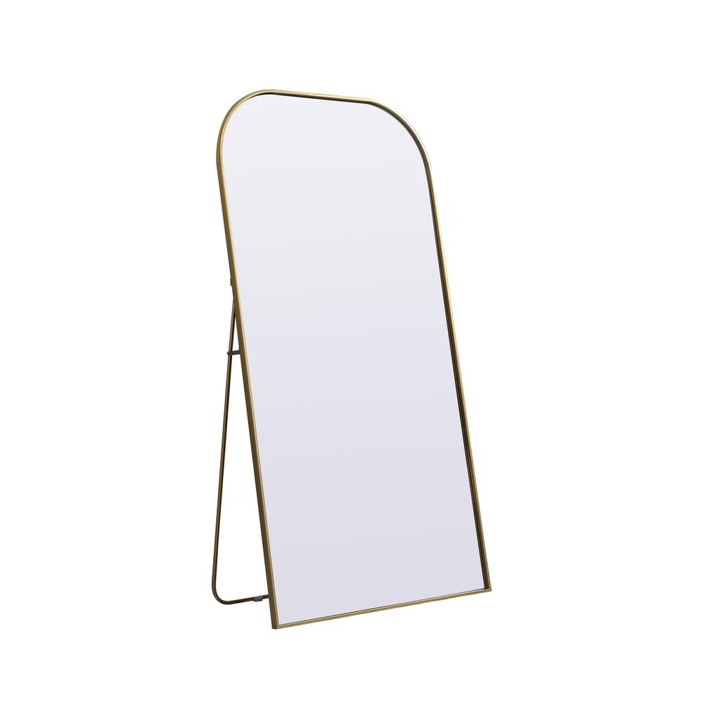 Metal Frame Arch Full Length Mirror 35X66 Inch In Brass. Picture 6