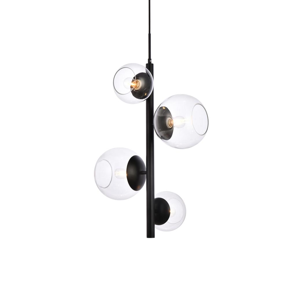 Wells 18 Inch Pendant In Black With Clear Shade. Picture 2