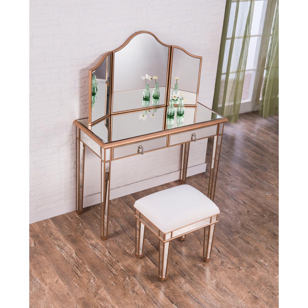 2 Drawers Dressing Table 42 In. X 18 In. X 31 In. In Gold Paint. Picture 12