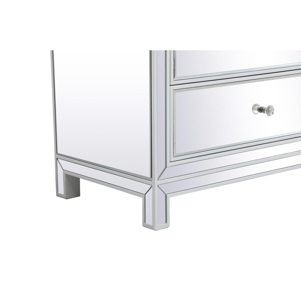60 Inch Mirrored Six Drawer Cabinet In White. Picture 8