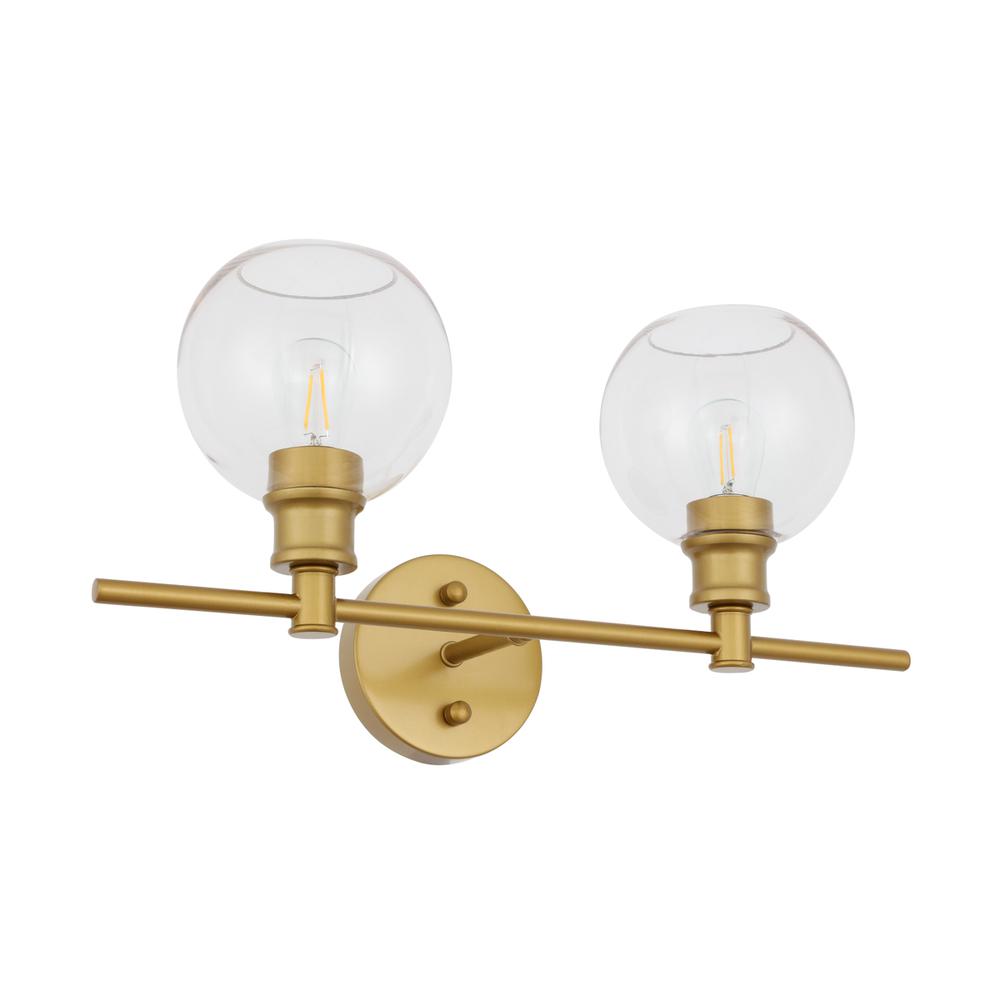Collier 2 Light Brass And Clear Glass Wall Sconce. Picture 6